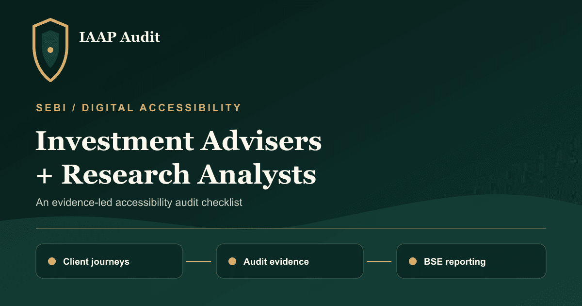 SEBI accessibility audit visual for investment advisers and research analysts with two client-service paths